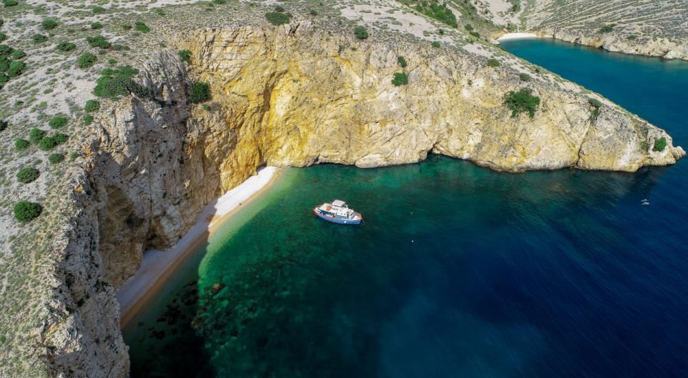 Boat trip to Golden Beach and Blue Cave from Punat and Krk